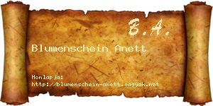 Blumenschein Anett névjegykártya